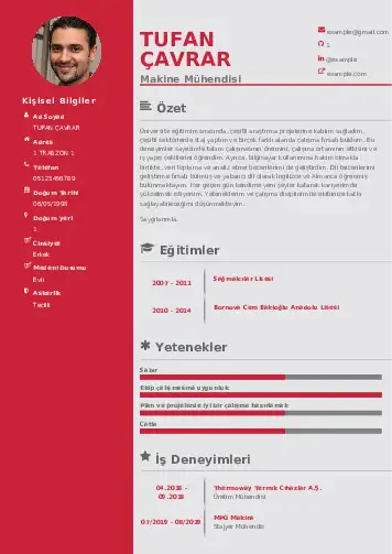 Makine Mühendisi Cv Örnekleri cv indir